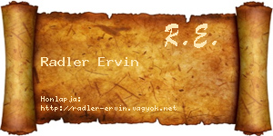 Radler Ervin névjegykártya
